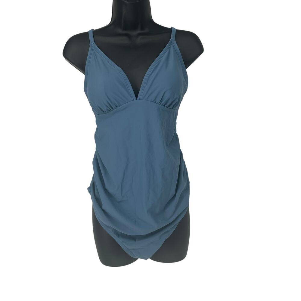 NEW Cupshe Blue Shirring V Neck One Piece Swimsuit Medium